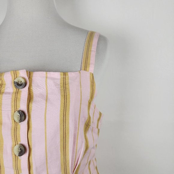 Topshop 165443 Womens Sleeveless Stripe Crop Tank Top Pink Yellow Size US 6 - Picture 8 of 15